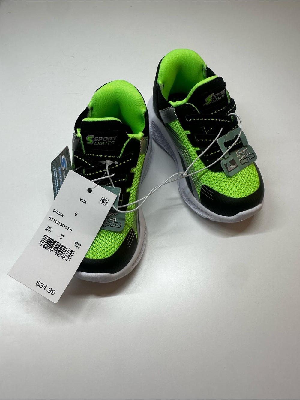 Skechers Neon Green and Black Kids Light-Up Sneakers